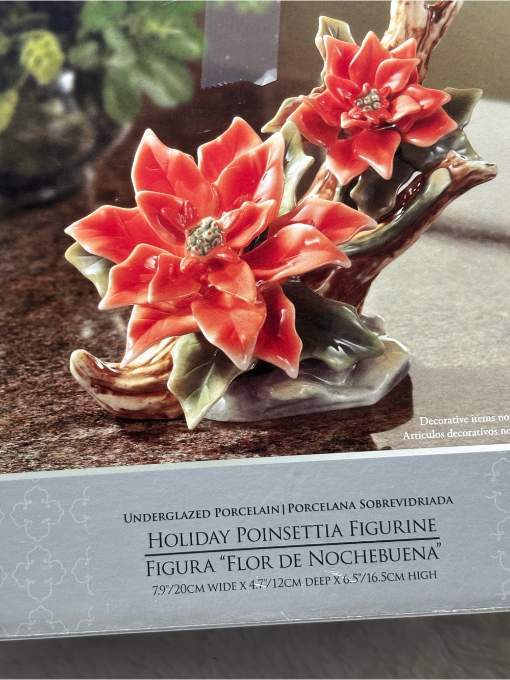 Always & Forever Underglazed Christmas Porcelain Poinsetta Figurine - Picture 5 of 6